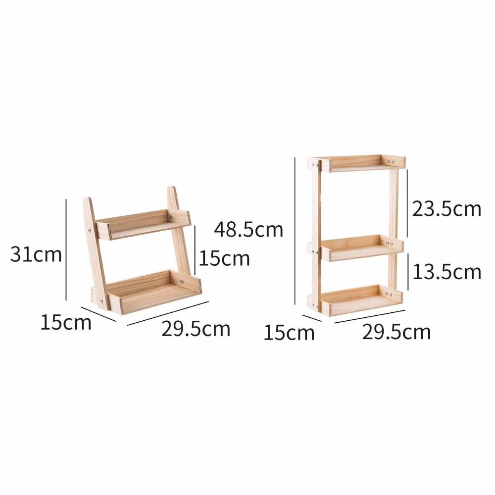 Desktop Wood Shelf Kitchen Rack Organizer Kitchen Storage Shelf Spice Rack Seasoning Jars Bottles Holder Kitchen Accessories