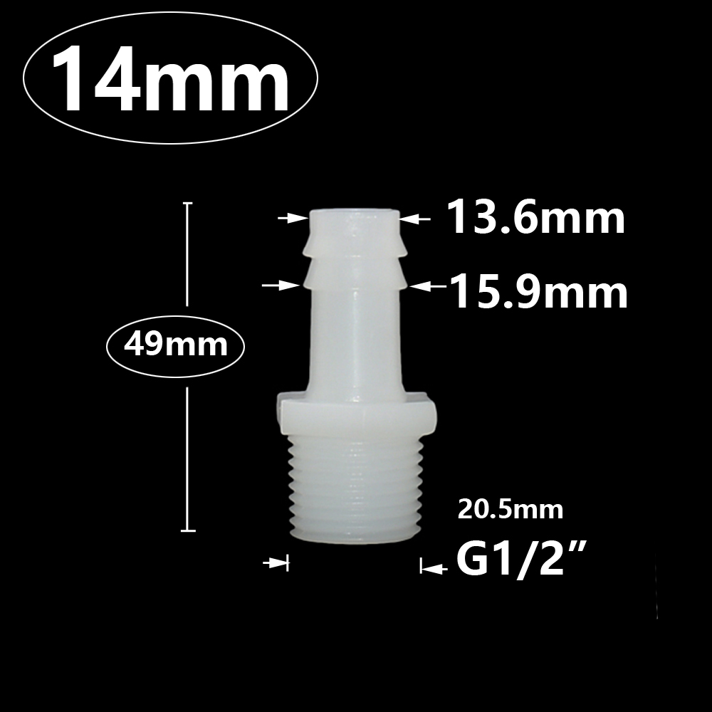 Männlich 1I2 Zoll bis 4/6/8/10/12/14/16/18/20 mm Kunststoff Schlauchtülle Anschluss PVC Wasser Rohrverschraubungen Koppler: Black