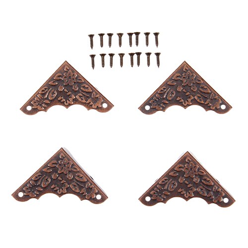 4Pcs 37mm Decorative Jewelry Wooden Box Picture Frame Corner Protector Guard Decorative Bracket For Furniture Hardware: Red copper