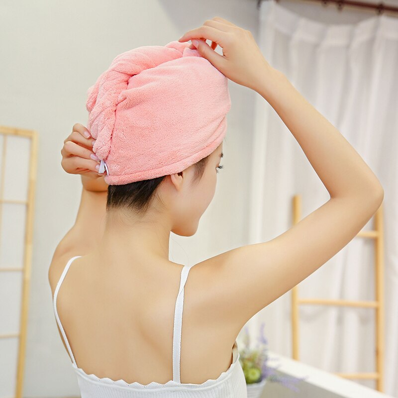 Toalla de microfibra para el pelo para mujer, Toalla de baño de secado rápido, superabsorbente, gruesa, para adultos, gorro de secado para cabello