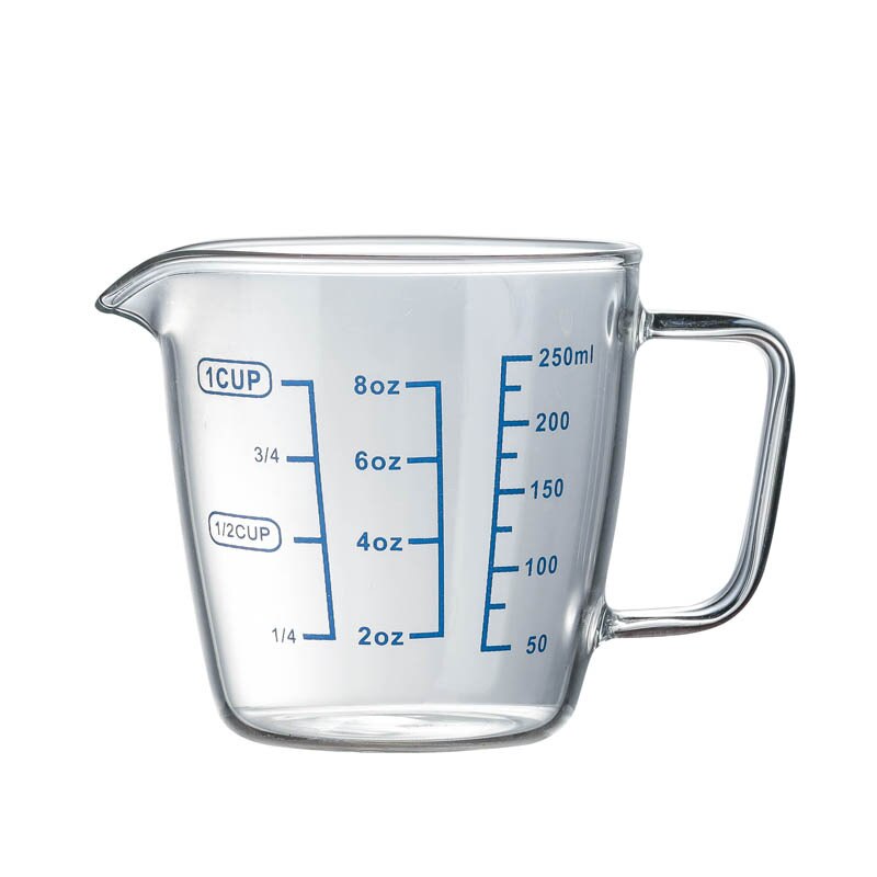 Tasse à mesurer en verre à haute teneur en Borosilicate résistant à la chaleur avec échelle: 250ml