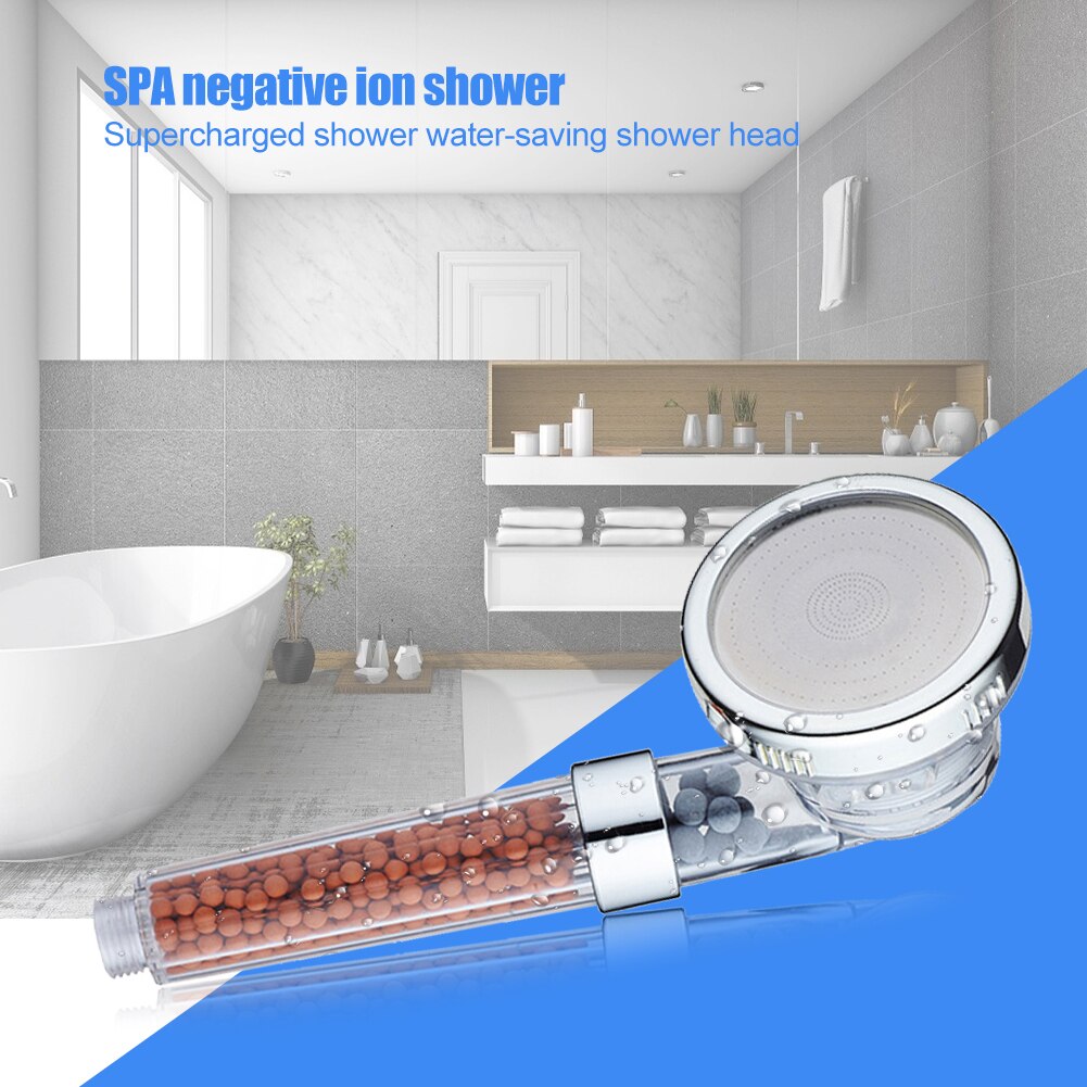 3 Modus Douchekop Hoge Druk Verhogen Waterbesparende Filter Ballen Kralen Utility Hoofd Met Negatieve Ionen Geactiveerd