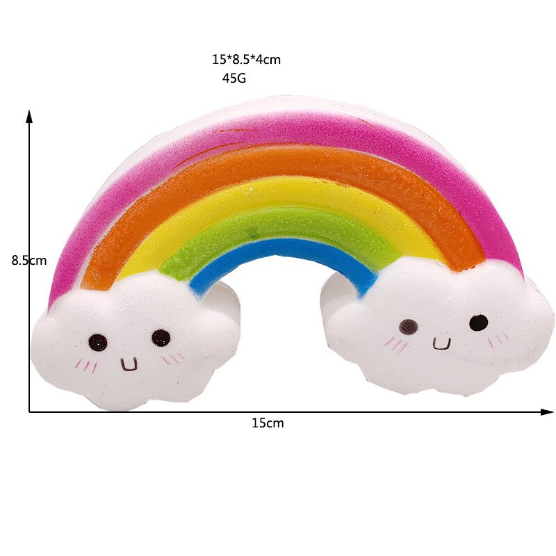 Schattige smiley regenboog squishy langzaam rijzende simulatie brood zacht geurende knijp speelgoed stressverlichting leuke collectie voor kinderen beste speelgoed