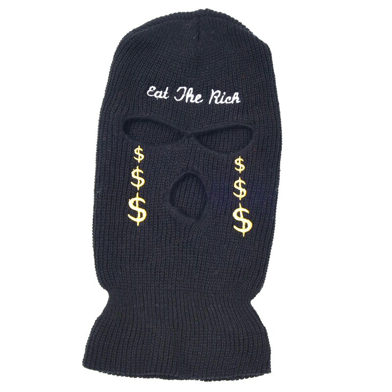 Masque en tricot avec lettres brodées, cagoule 3 trous, chapeaux, de personnalité de fête, Ski unisexe, cyclisme, bonnets de sport au: 06