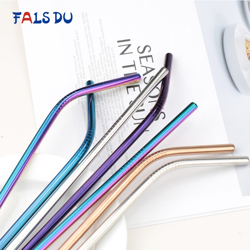 2/4 stücke Edelstahl Stroh Wiederverwendbare Metall Trinken Stroh Mit Reiniger Pinsel Für Heimat Party Barware Bar Zubehör