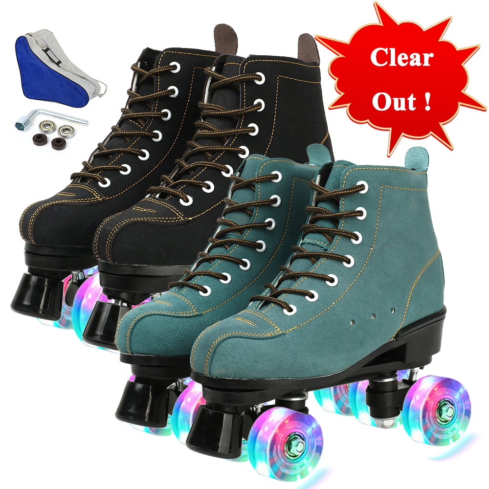 Größe 40, 41 42 43 45, zweireihige Rollschuhe für Damen und Herren, Erwachsene, blinkende 4-Räder-Skateschuhe, draussen-skaten-Quad-Turnschuhe