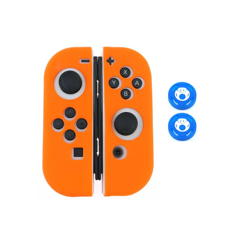 YuXi-funda protectora de silicona suave para Nintendo Switch NS NX Joy-Con + tapas de mando para Switch Joy Con: I-I