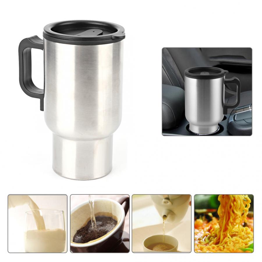 50w 12v 450ml elektrisk kop rustfrit stål bil elektrisk varme kop bærbar rejse vand kaffe te krus