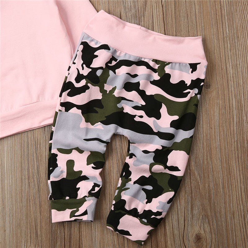 Kinderen Baby Meisjes Kleding Set Peuter Herfst Hooded Roze Top + Camo Broek Broek Baby Meisjes Sweatshirt 2 stuks 0-2T
