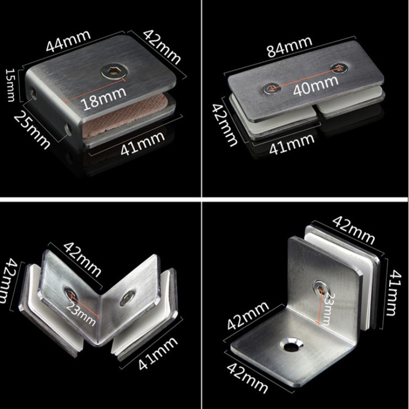 1Pcs 304 Roestvrij Staal Glas Klem Beugel Houder Zware Clam Plank Clip Ondersteuning Douche Spiegel L-kamp Badkamer Clip