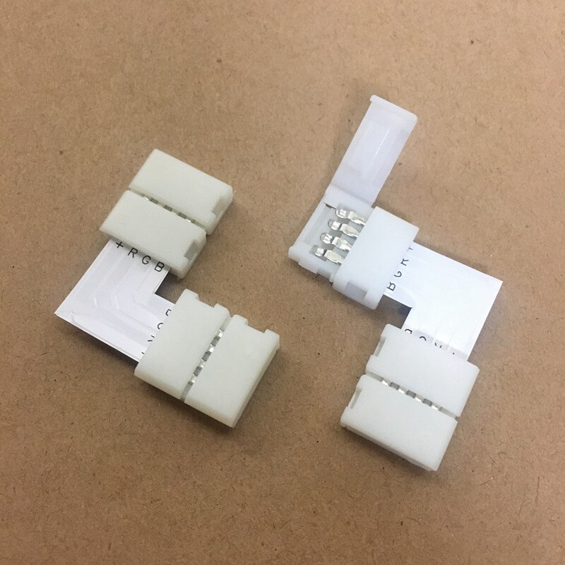 Led Strip Connector 10-Pack 4Pin Rgb Led Connector L-Vormige 10Mm Orthogonale Connector Voor SMD5050 Rgb led Strips Diy