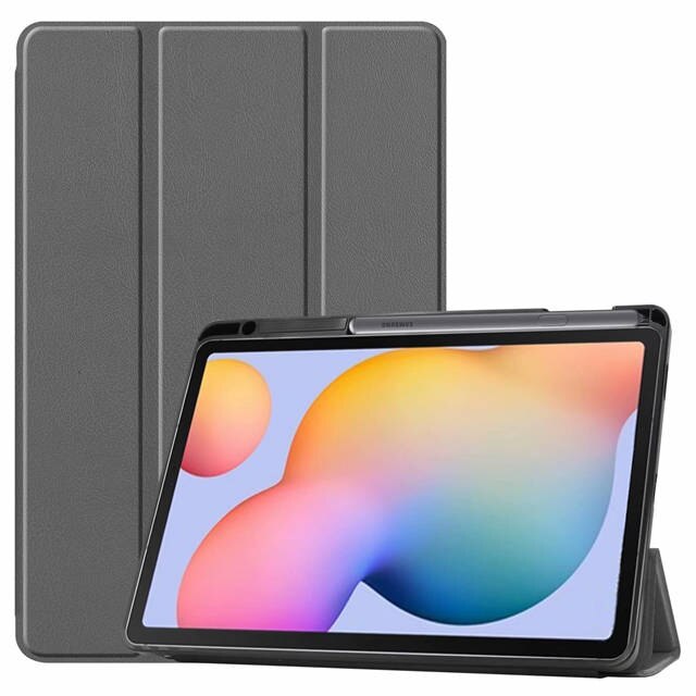 iBuyiWin Soft Silicone Smart Case for Samsung Galaxy Tab S6 Lite 10.4 SM-P610/P615 Tablet Capa Cover With Pencil Holder Funda: Gray