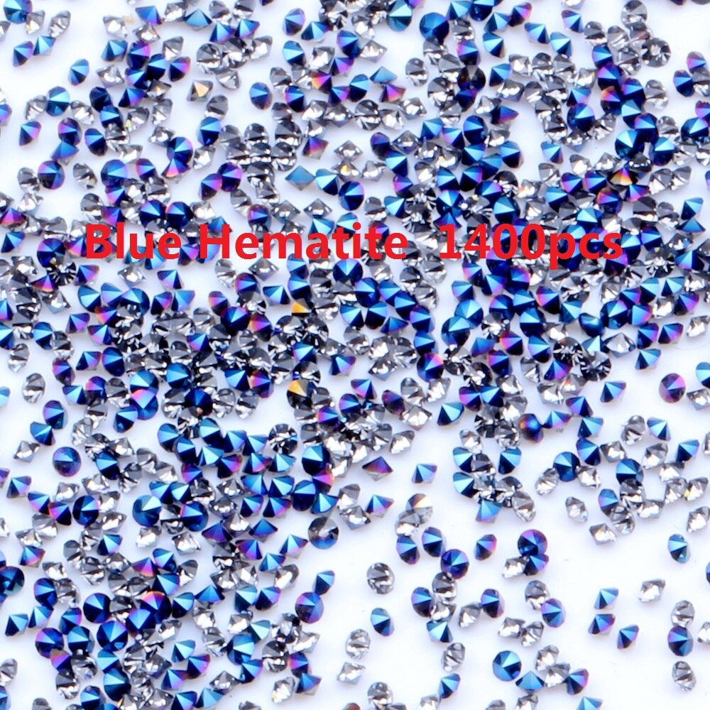 1400Pcs Vele Kleuren 1.1Mm Zircon Steentjes Micro Diamonds Mini 3D Nail Art Strass Nagels Decoraties: 28 blue hematite