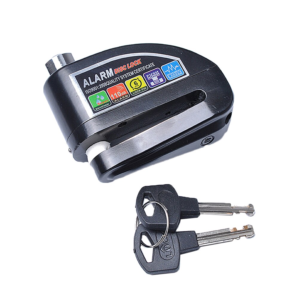 Motorbike Wheel Locks, Aluminum Alloy Anti-Theft Disc Brake Alarm Lock for Motorbikes Motorcycle Bike Scooter Moped ATV (Black)