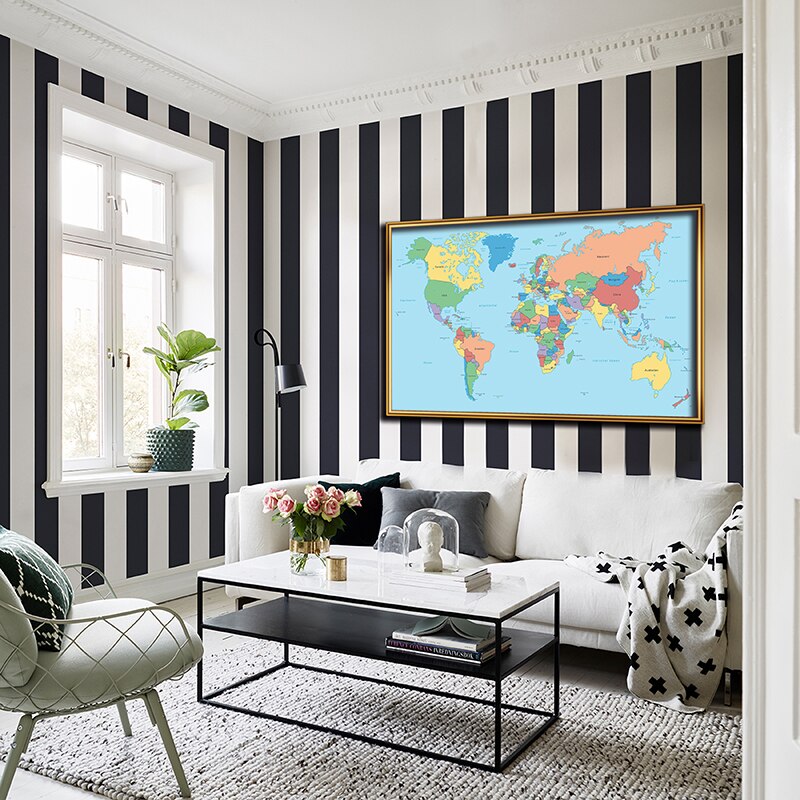 150*100cm The World Political Map Non-woven Canvas Painting Wall Unframed Poster Classroom Supplies Home Living Room Decor