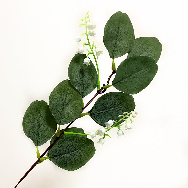 1 pçs folhas de eucalipto artificial hastes ramos eucalipto plantas artificiais para buquês de flores decoração do feriado do casamento vegetação: xdks-267