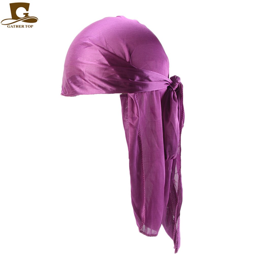 Durag Men Solid Color Silk Durags Women Breathable Turban Hair Bands 13Pcs/package: Purple