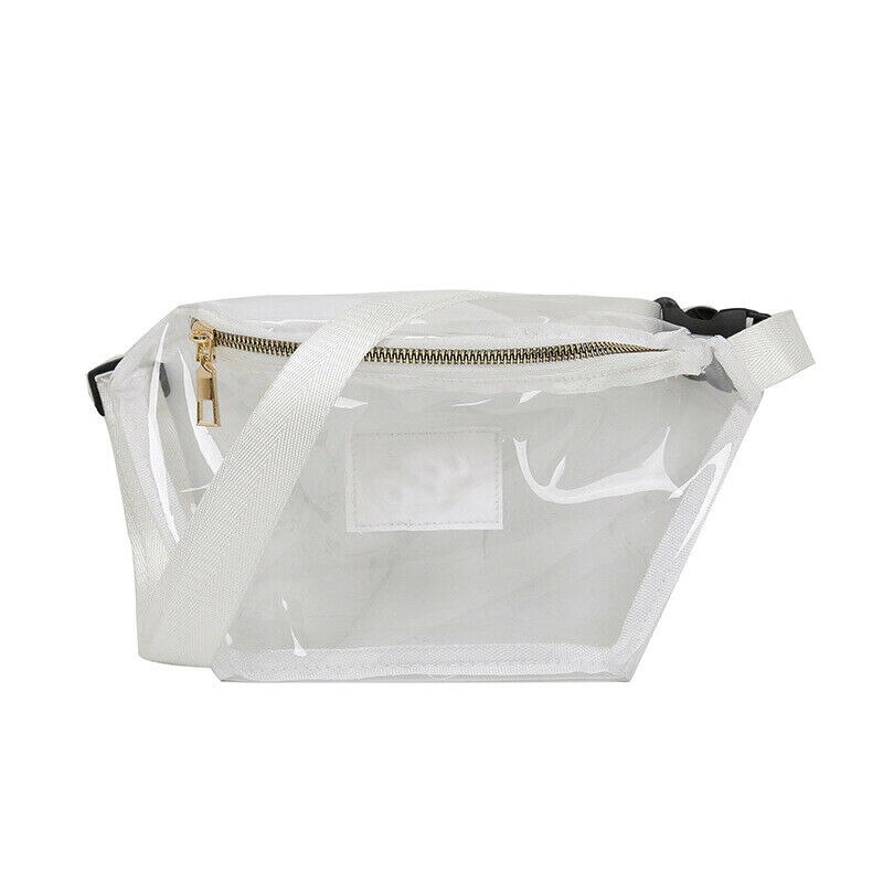 sac banane femme PVC pochette transparente ceinture taille Bum sac taille téléphone poche: WHITE