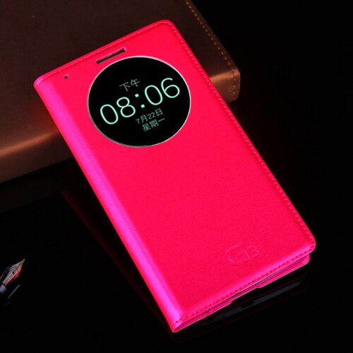 kippen-Startseite Leder Telefon fallen Für LG G3 LGG3 G 3 D855 D850 D 855 850 D851 Clever Fenster Ansicht fallen Kreis Schlaf aufwachen Schnelle Antwort: Rose rot