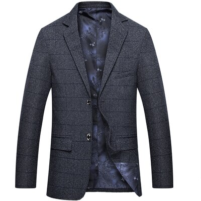 MIACAWOR British Plaid Suit Blazer Men Spring Business Classic Blazer jacket Men Slim Fit Casual Men Suit Jacket J604: Gray / L