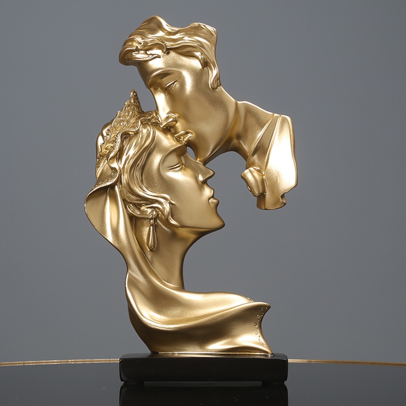 Nordic Couple kiss Statue Modern Abstract Resin Ornaments Sculpture Home Office Decoration Lucky Fortune Home