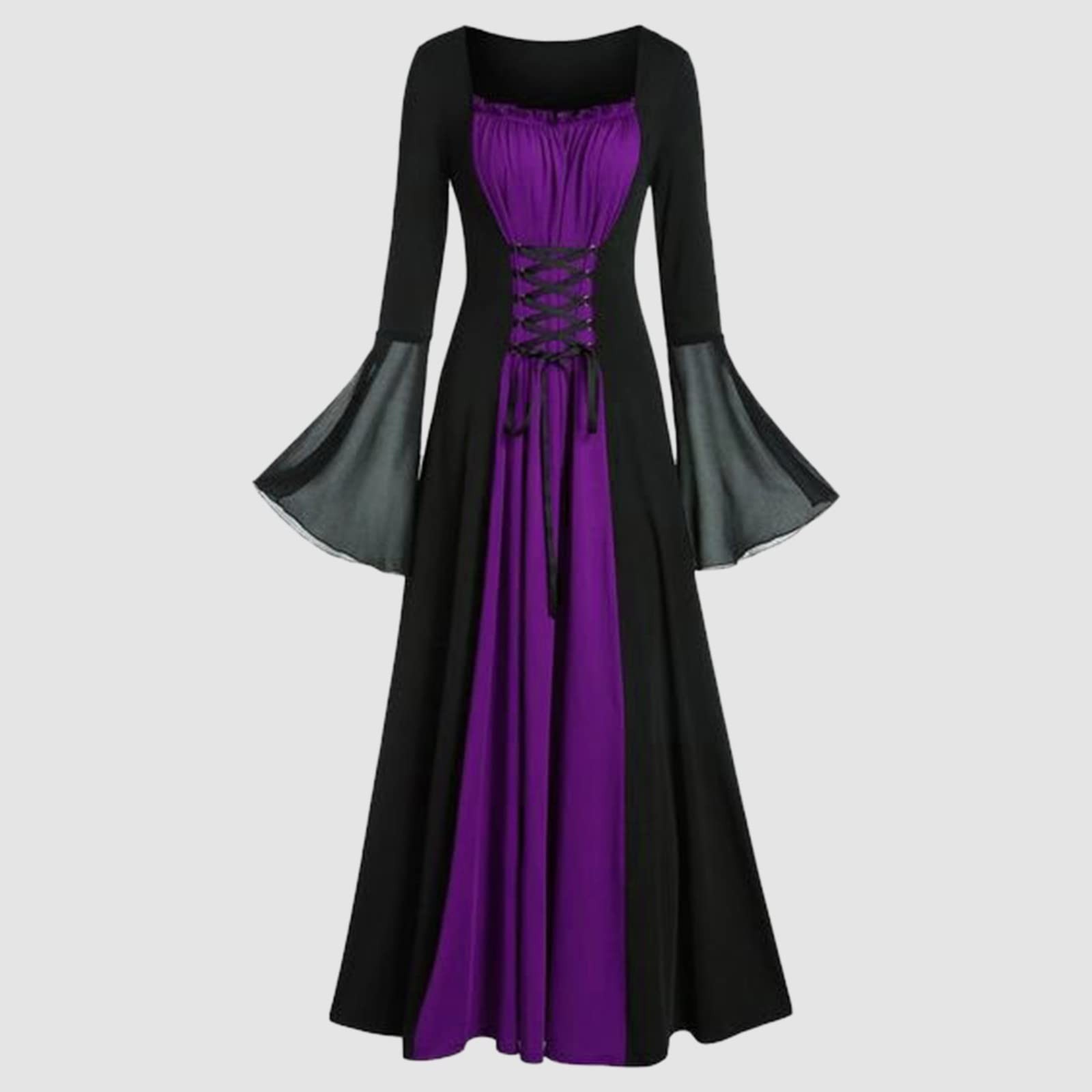 Halloween Mittelalter Renaissance Vampir Kleid für Frauen Vintage Cosplay Piratenkostüm Hexe Karneval Dress Up Party 2025: S / Lila