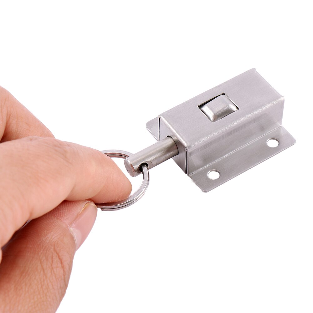 3 Inch Long Stainless Steel spring Door Latch With Button Slide Lock Barrel Bolt Window Cabinet Fitting Room Accessories