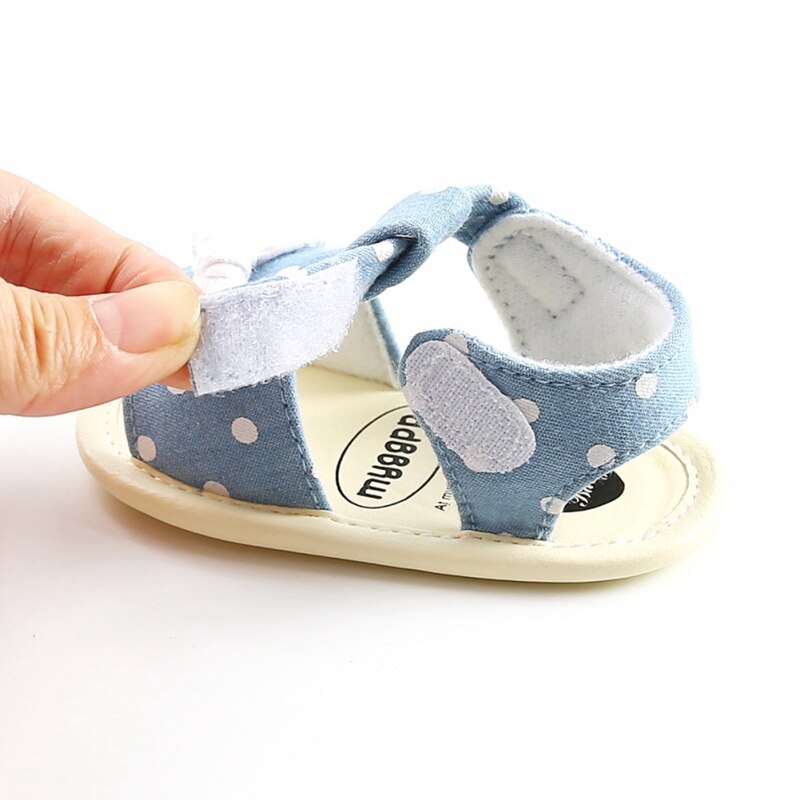 Sommar baby barn flickor rosett pläd andas halkskydd skor sandaler småbarn mjuksulor strandskor 0-18m