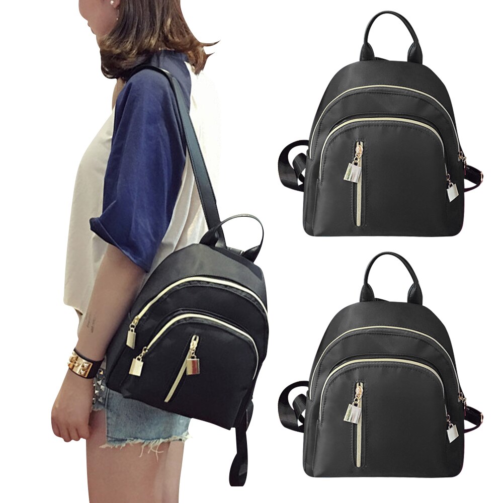 Mochila negra de gran capacidad para mujer, bolso de hombro femenino, mochila blanda Oxford para mochila de adolescente, de viaje, nueva: 1
