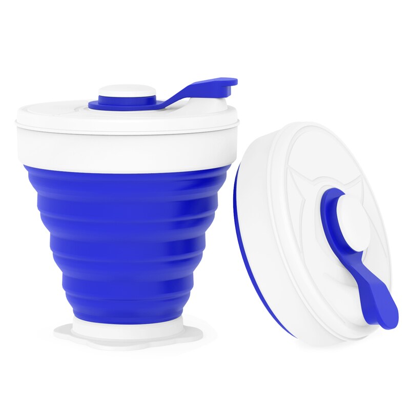 Portable Coffe Cup 350ML Folding Silicone Food Grade FDA FREE Milk Water Cups Outdoors Travel BPA FREE Collapsible Coffee mug: Blue