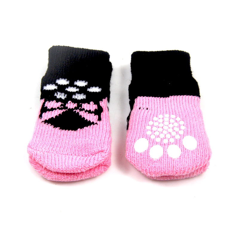 30X75 MM Lovely Pet Socks Antiskid Teddy Dog Socks Panda 4Pcs/Set Pet Knits Socks Anti Slip Skid Bottom: 4