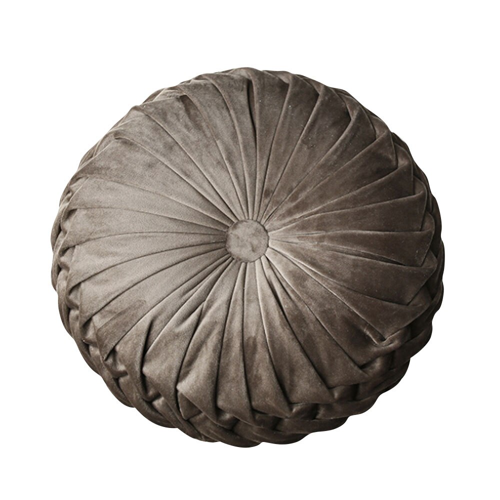35 x 35cm europeisk stil rund massiv sittdyna sammet kudde kudde handgjorda veckade hjul pumpa sittdyna