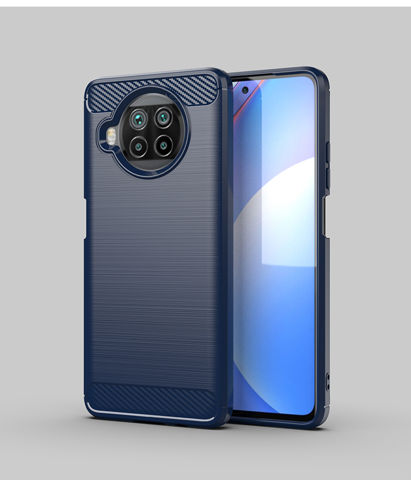 Para Xiaomi Mi 10T Lite 5G funda de silicona de fibra de carbono para Xiaomi 11T Pro 12 10T 10 11 Lite funda para Xiaomi Mi 10T Lite: Microfibra / Azul