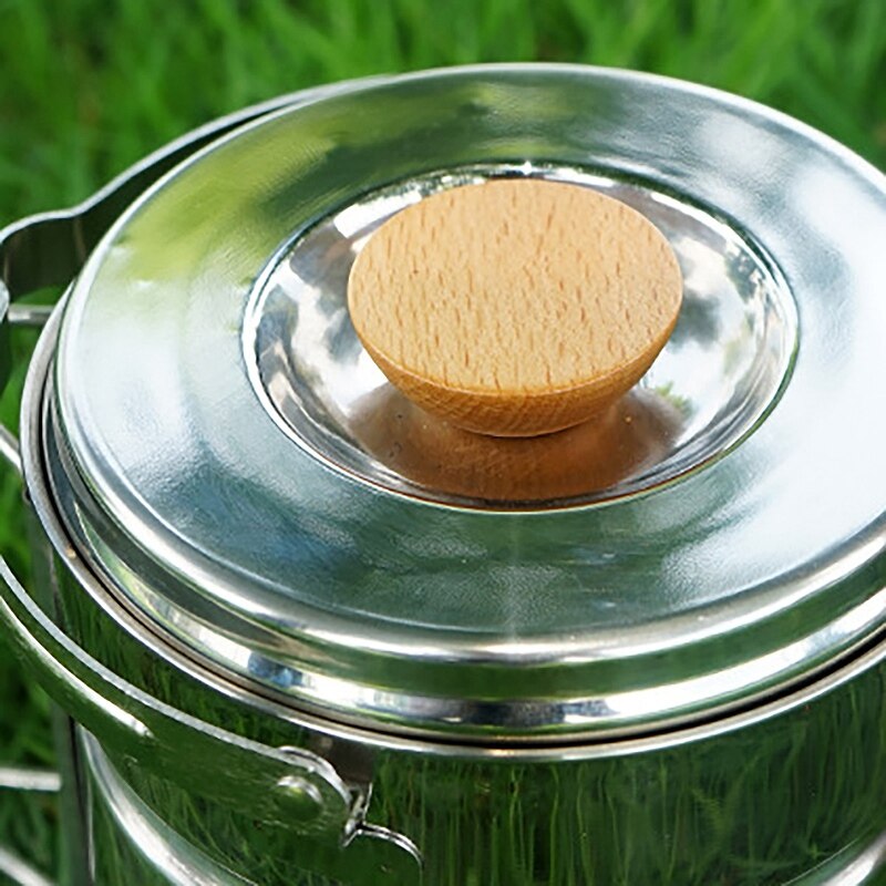 Outdoor Stainless Steel Portable Pot Camping Set Steamer Kettle Pot for Picnic Barbecue Mountaineering Foldable Handle