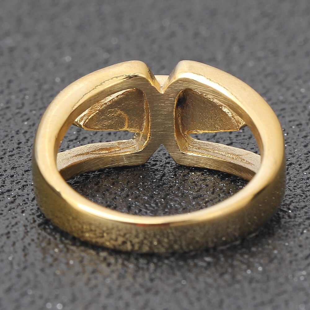 Anel de dedo de aço inoxidável de alta qualidade da cor do ouro com anel de noivado cristal jóias de casamento para as mulheres anel anel