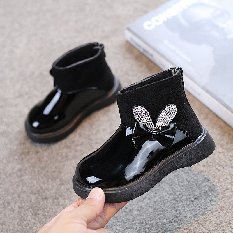 Herbst- und winterstiefel von Martin, koreanische mädchen; #39 ; reißverschluss hinten, prinzessinnen-stiefel, niedlich, plüsch, runder kopf: Schwarz / 22(14.7cm)