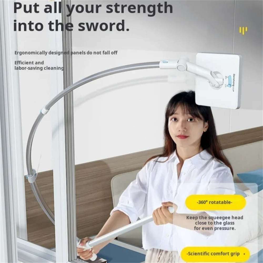 Cepillo de limpieza de vidrio de ventana de gran altura para el hogar, herramientas de limpieza de vidrio de doble cara, adecuadas para limpieza de ventanas de gran altura