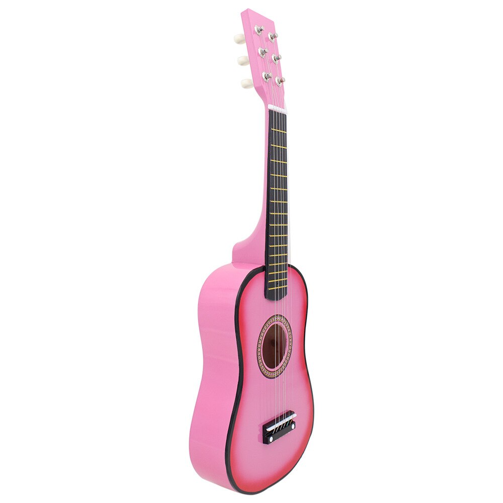 23 Inch Kleine Gitaar Zes-String Houten Gitaar Beginner Massief Houten Kleine Gitaar Kan Spelen Voor Kinderen Beginner Pick + String: pink