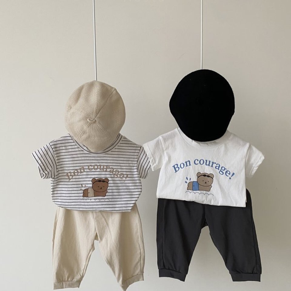 T-shirt imprimé style coréen pour filles, vêtements d'été en coton à manches courtes pour enfants de 6 à 24 mois,