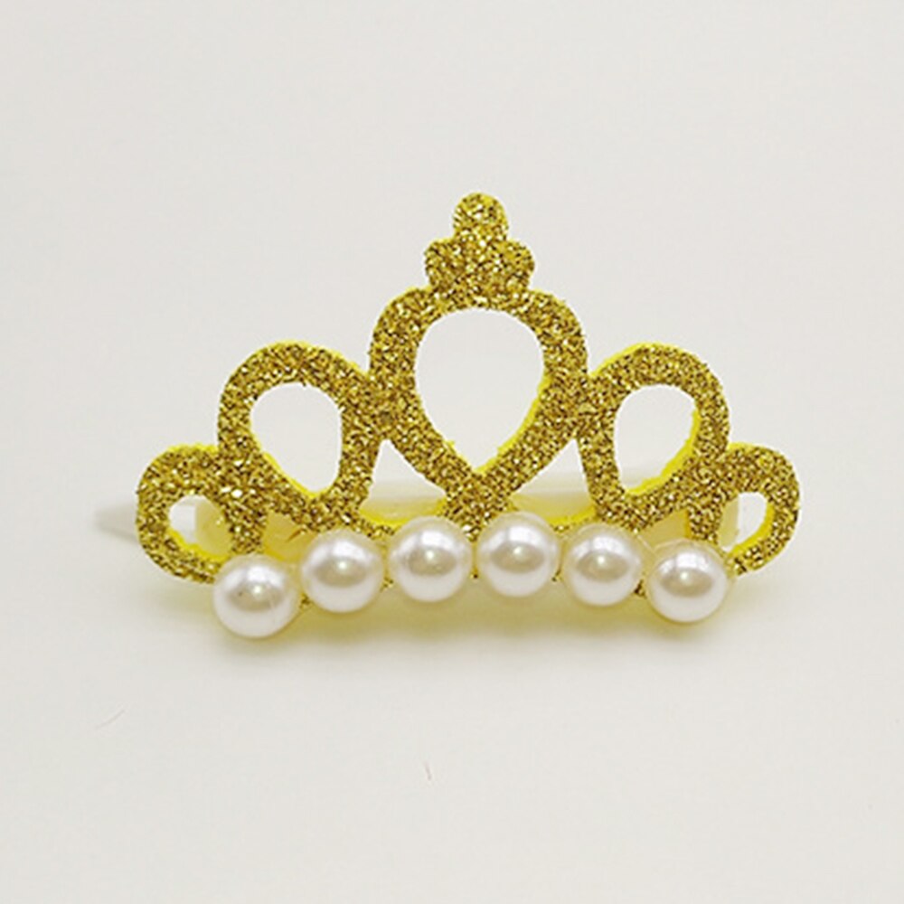 Accessoires Yorkshire en forme de couronne en perles pour petits chiens, Clips pour cheveux et chats de toilettage, 1 pièce: A