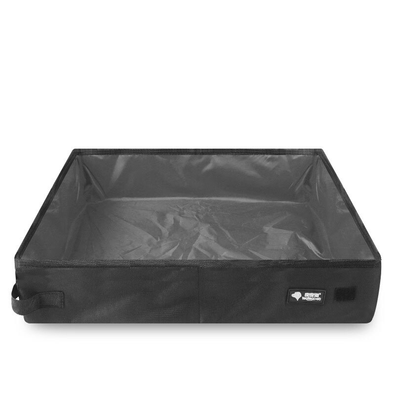 Foldning rejse kæledyr kattekasse hund toilet bakke sammenklappelig kattekuld sengevand vandtæt udendørs foldbar kattekuldkasse: Sort / 50 x 40 x 11cm