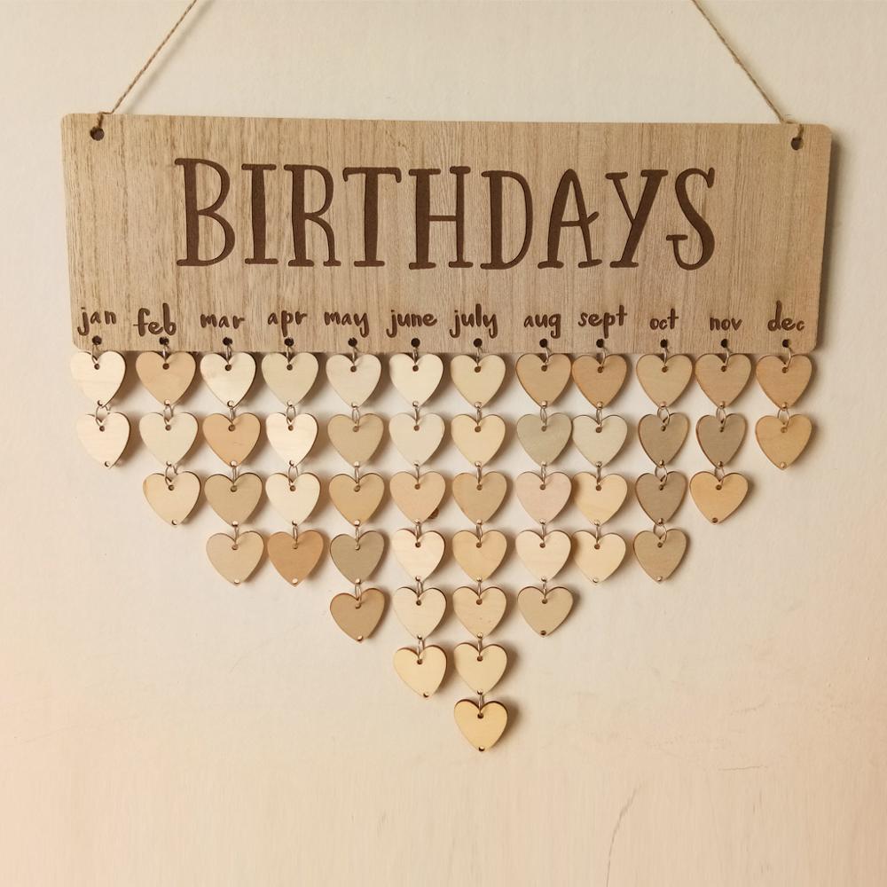 Birthday Reminder Advent Calendar Wood Board DIY Handmade Craft Rustic Hanging for Home Decoration Party Celebration Favor
