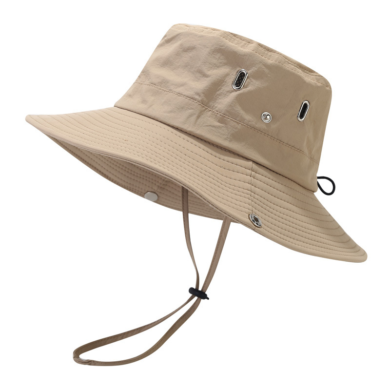 Chapéu de pescador masculino de aba larga, verão, à prova d'água, proteção uv, boné de sol, caminhadas, pesca, escalada, grande, safari, chapéus de balde: Cáqui
