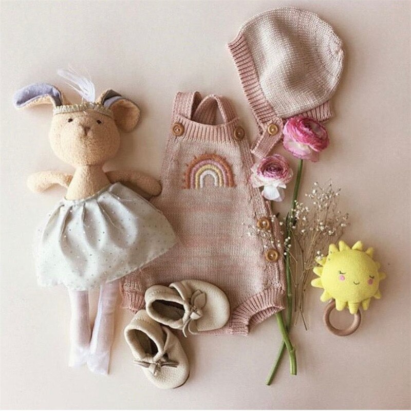 Enkelibb Wilde Wawa Baby Knit Romper Voor Alle Seizoenen Mooie Regenboog Borduren Een Stuk Brand Baby Jongen meisje Kleding