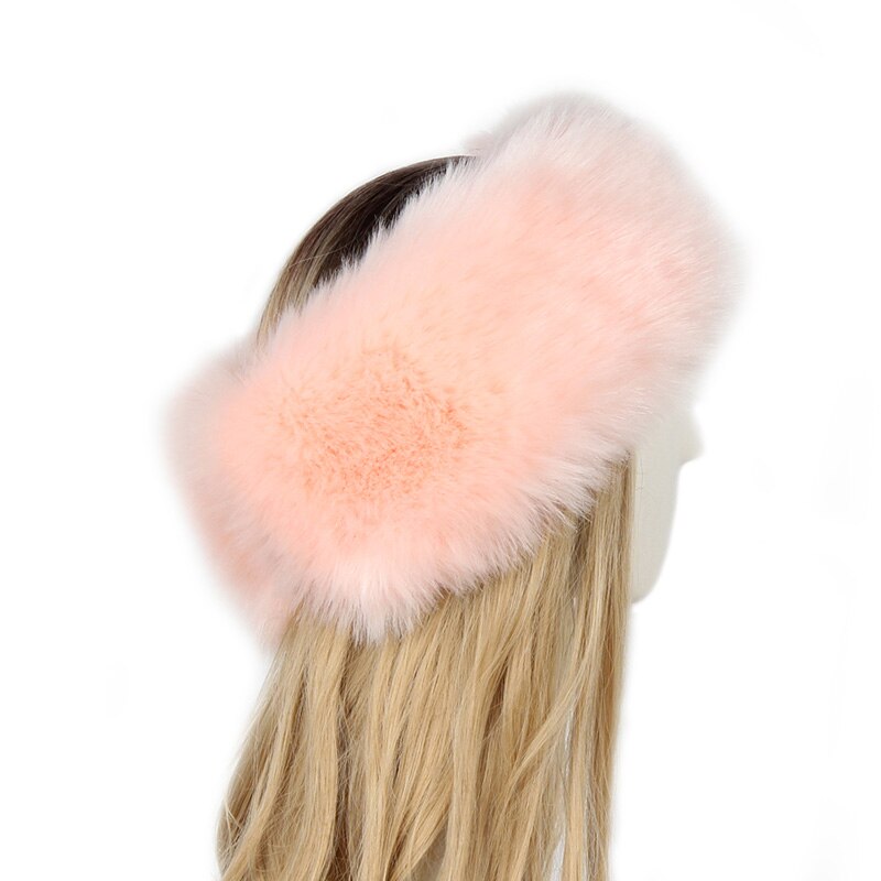 Winter Dikke Harige Haarband Fluffy Faux Fur Vrouwen Meisje Bont Hoofdband Hoed Winter Outdoor Earwarmer Ski Hoeden Sneeuw Cap