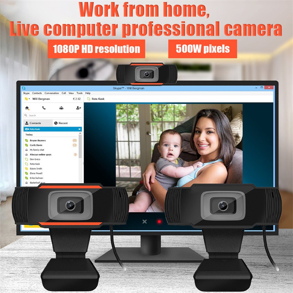 Webcam Full Hd 1080P Usb Camera Draaibaar Video-opname Web Camera Met Microfoon Voor Laptop,Desktop Computer, all-In-One Pc