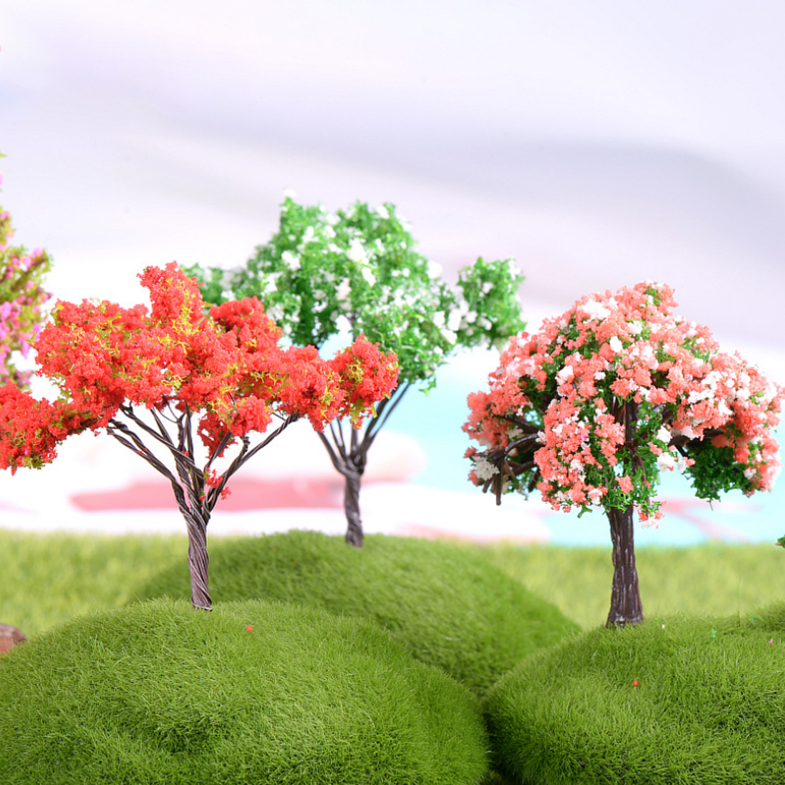 30 Pcs HO 1:85 6.7cm Scale Delonix Regia Model+5.8cm Scale Hibiscus Tree+6cm Scale Kapok Tree Model For DIY Scenery Landscape