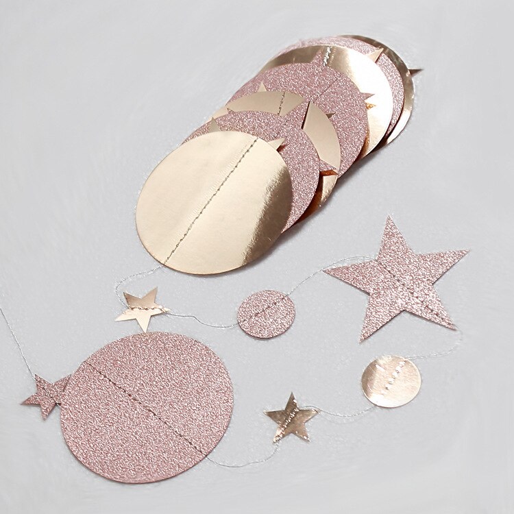 4m roséguld stjärna papper banderoll kedja prick flaggor juldekoration diy hängande bunting girlander hem bröllopsfest dekoration leverans: Champagne