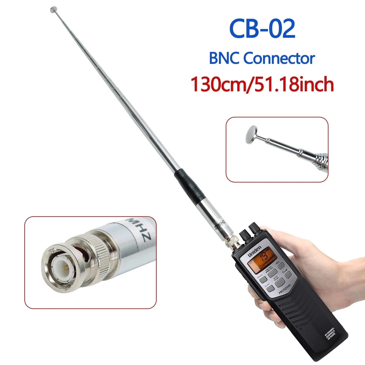 ABBREE 27MHz BNC 23/130cm Antenna for Cobra Midland Uniden Maxon President Anytone Walkie Talkie Portable CB Radio: WHITE