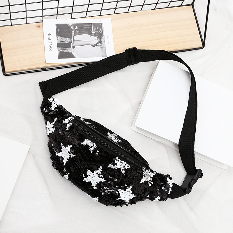 Riñonera de piel sintética con lentejuelas brillantes para mujer, bolso de pecho resistente al agua, Unisex